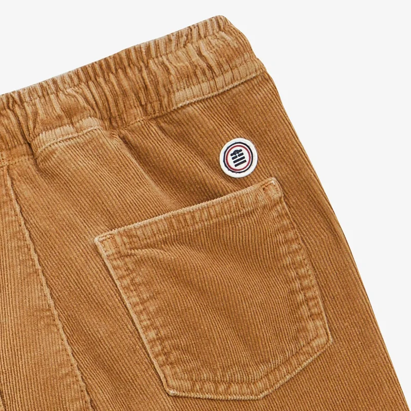 Chino velours 734 garçon avec taille élastique beige coupe droite confort