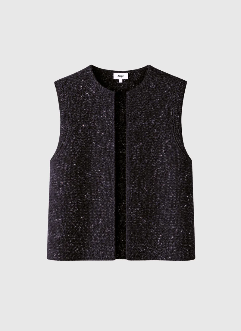 CARDIGAN SANS MANCHE LEGAYA noir chine