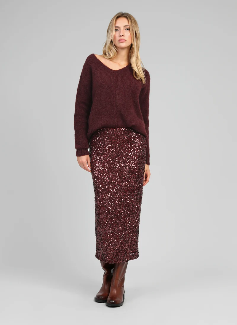 PULL LENOLI bordeaux