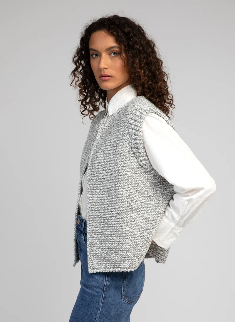 CARDIGAN SANS MANCHE LEGRINGOU CH gris