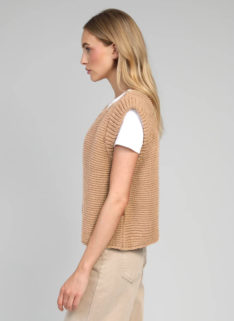 CARDIGAN SANS MANCHE LEGRINGOU beige
