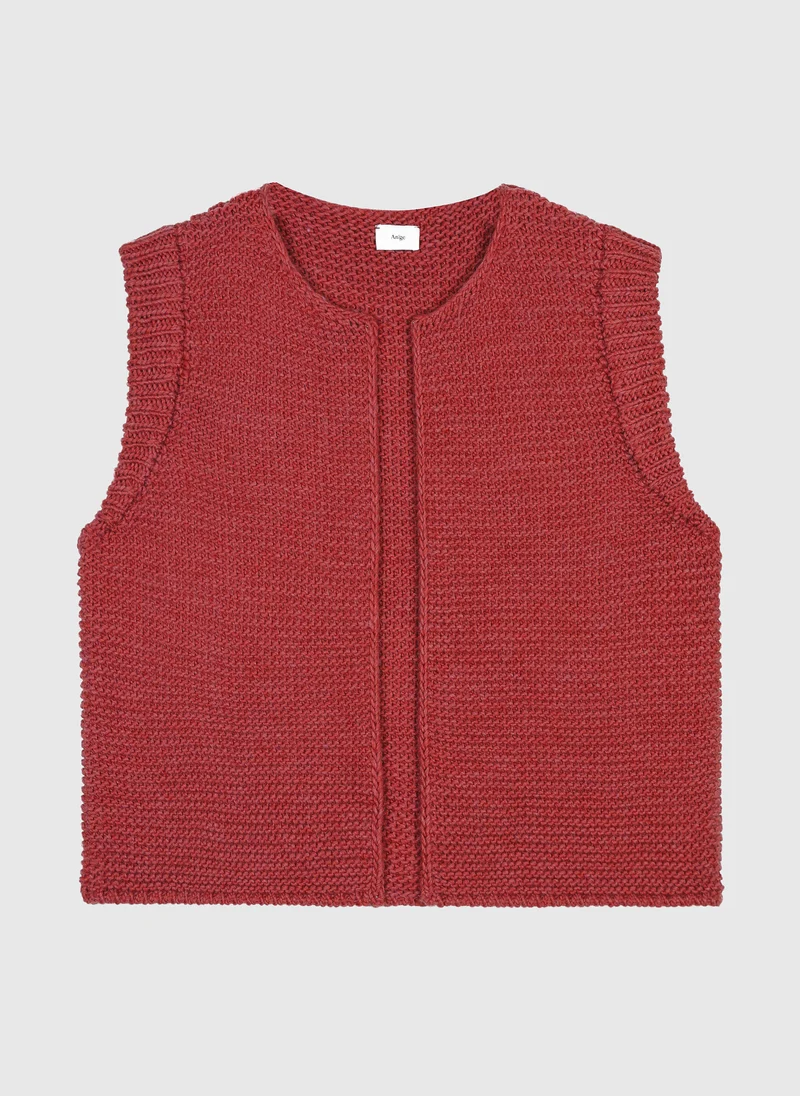 CARDIGAN SANS MANCHE LEGRINGOU A rouge