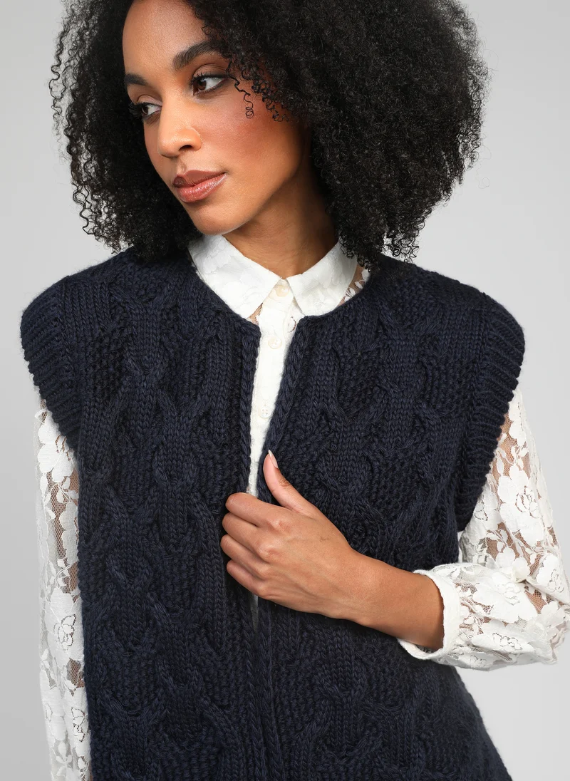 CARDIGAN SANS MANCHE LAJOY marine