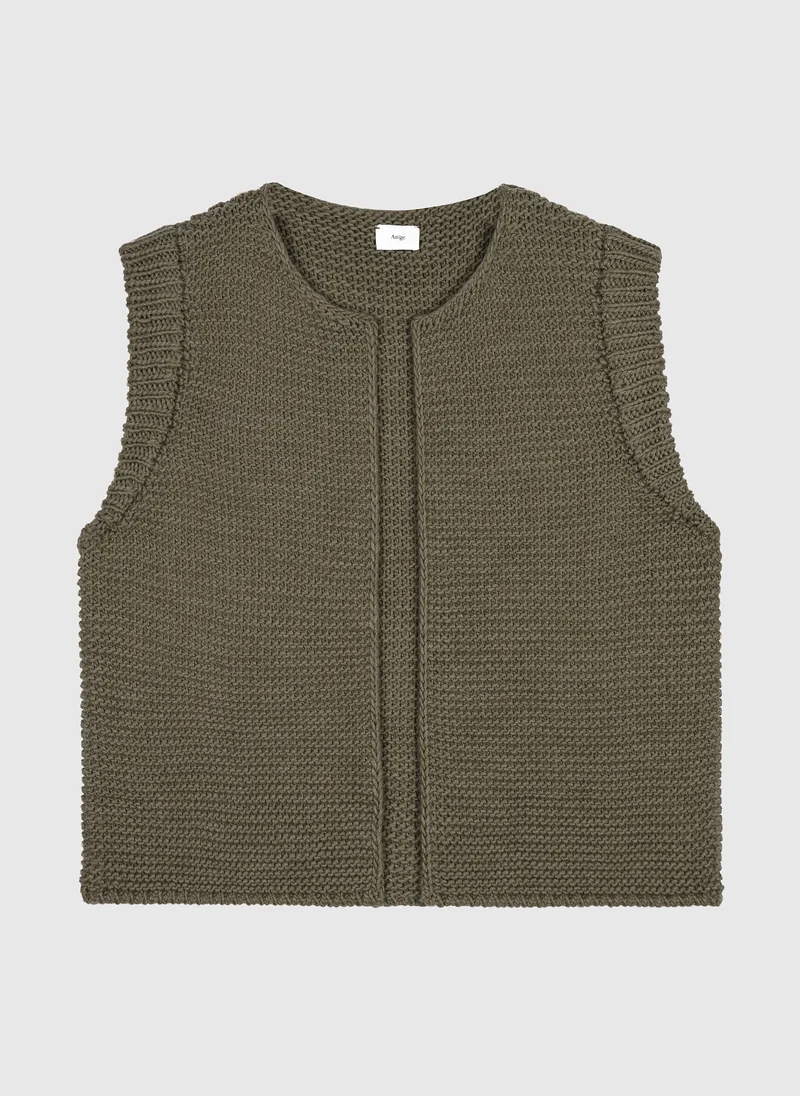 CARDIGAN SANS MANCHE LEGRINGOU A militaire