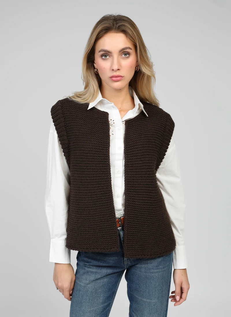CARDIGAN SANS MANCHE LEGRINGOU chocolat