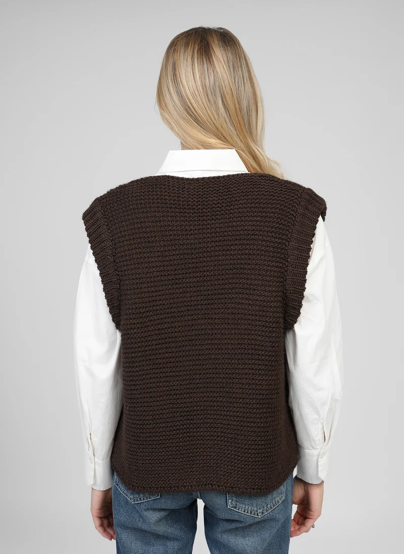 CARDIGAN SANS MANCHE LEGRINGOU chocolat