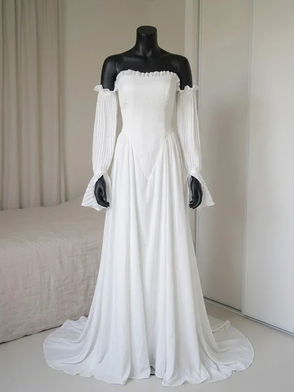 Robe de mariée romantique - Décolleté cœur & manches plissées amovibles