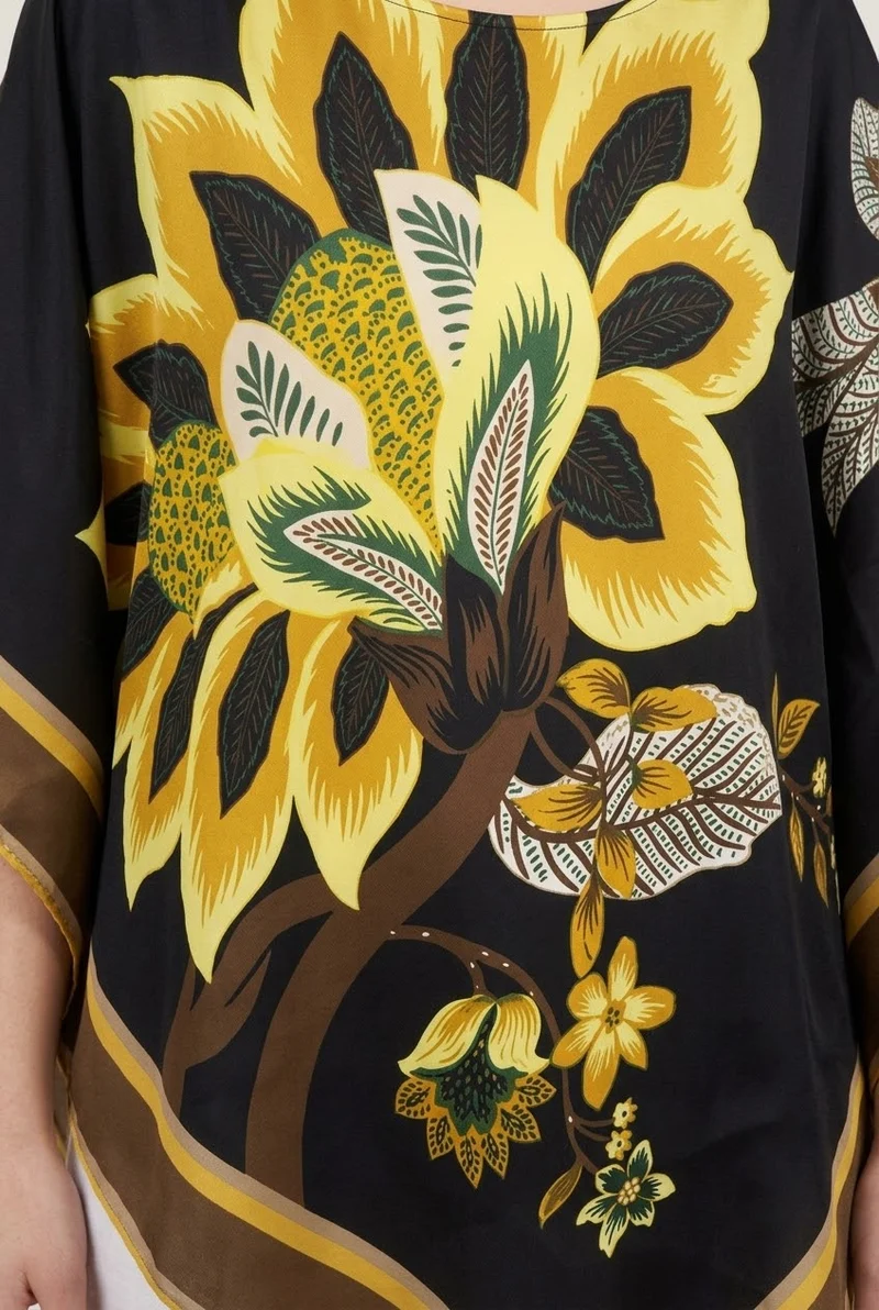 Haut style poncho / Tunique chauve-souris à motif floral