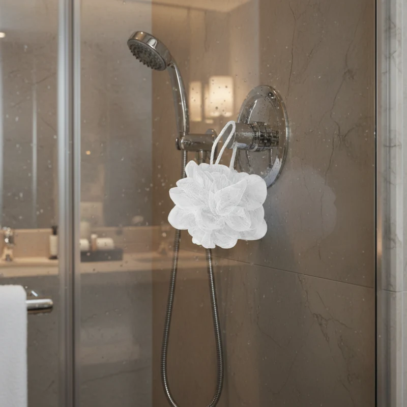 Esponja de Baño Flor Malla Peeling Blanco al por mayor