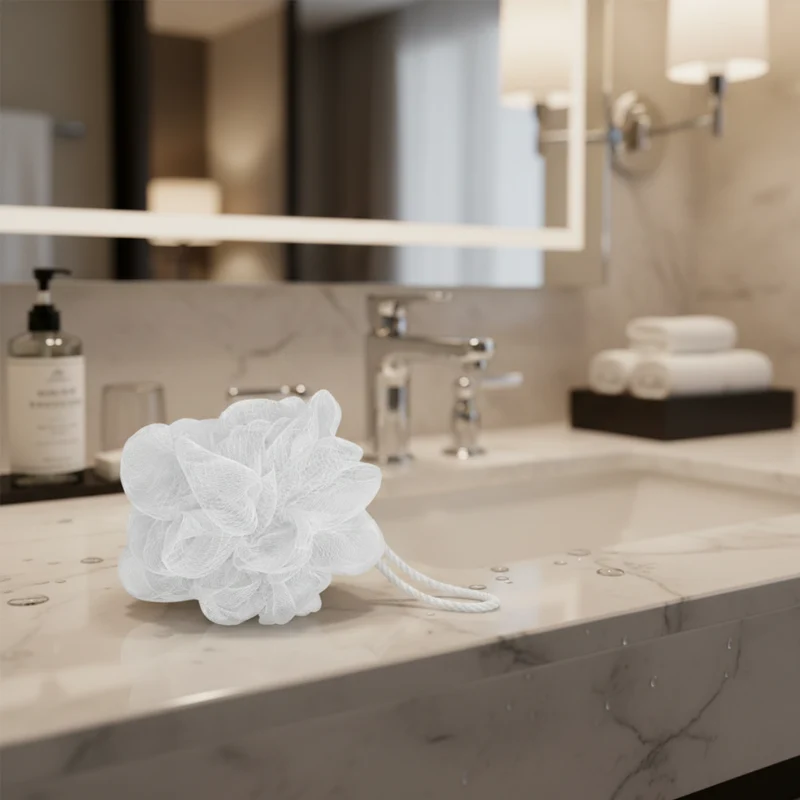 Esponja de Baño Flor Malla Peeling Blanco al por mayor