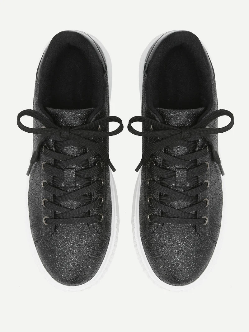 Metallic Lace Up Trainers