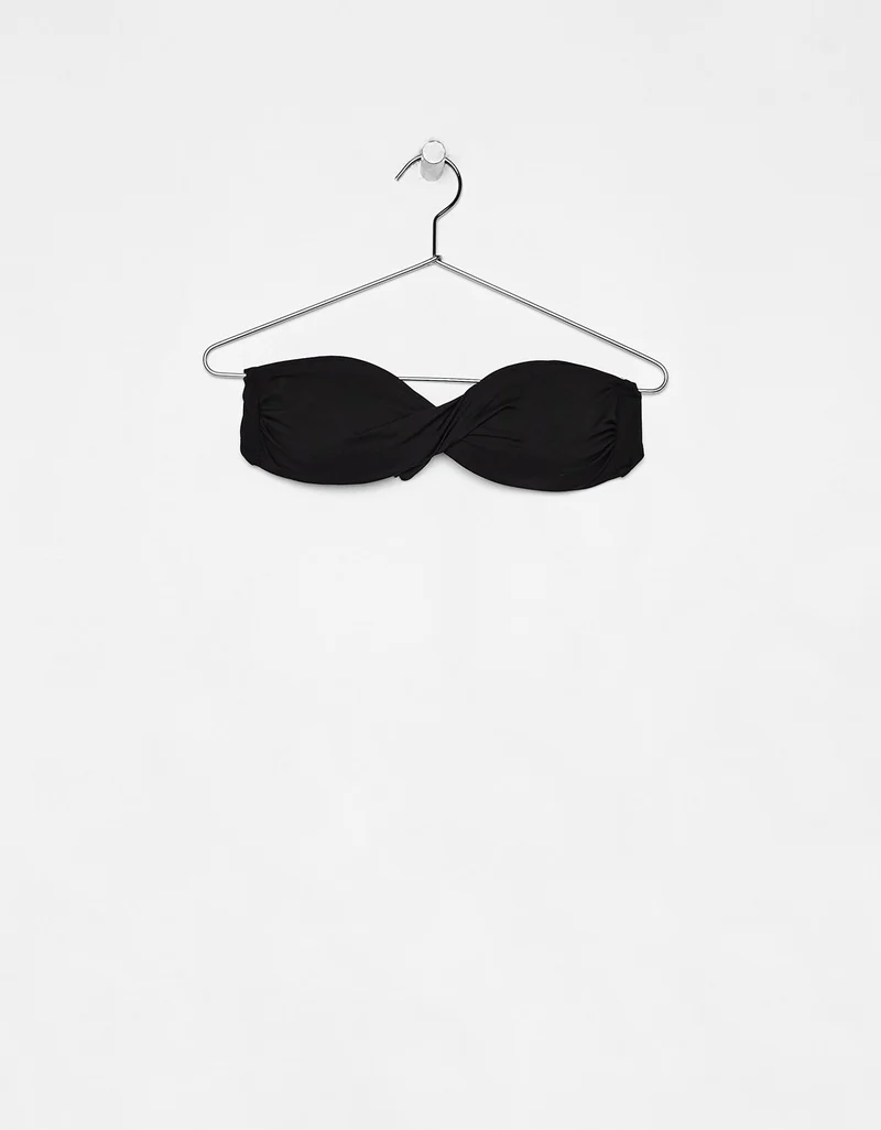 Plain-coloured bandeau bikini top