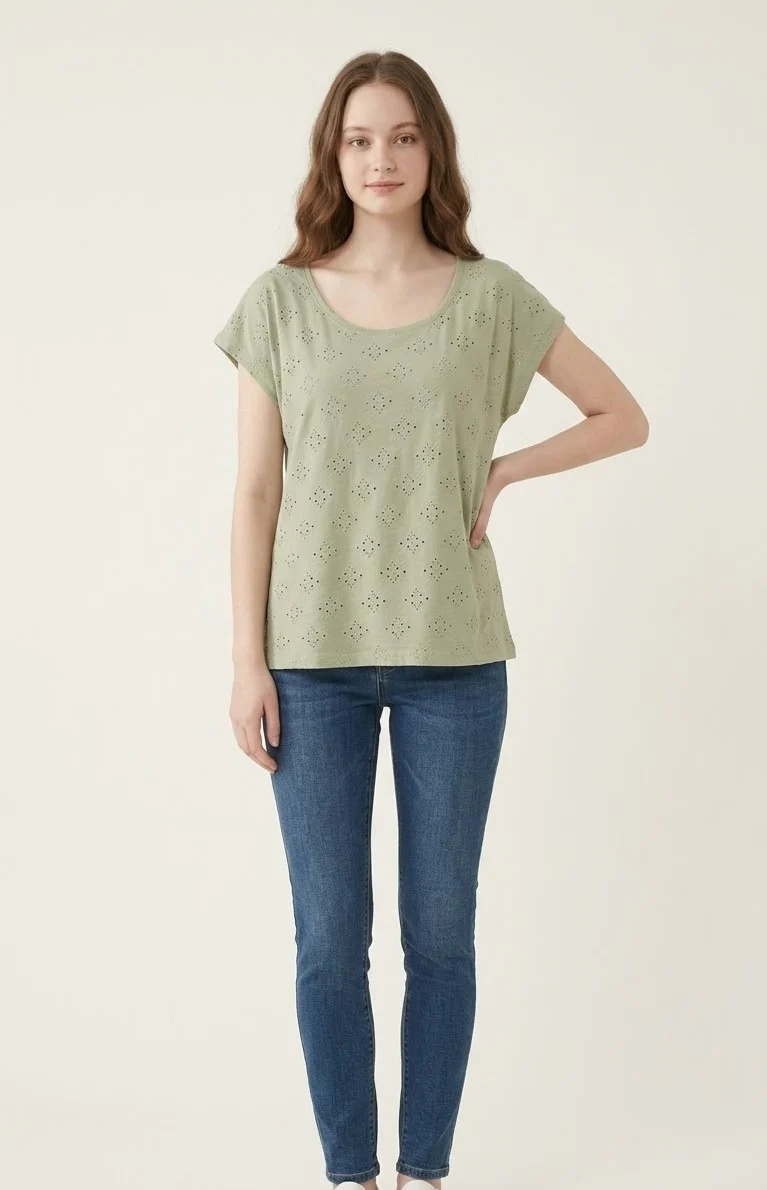 T-shirt en broderie anglaise