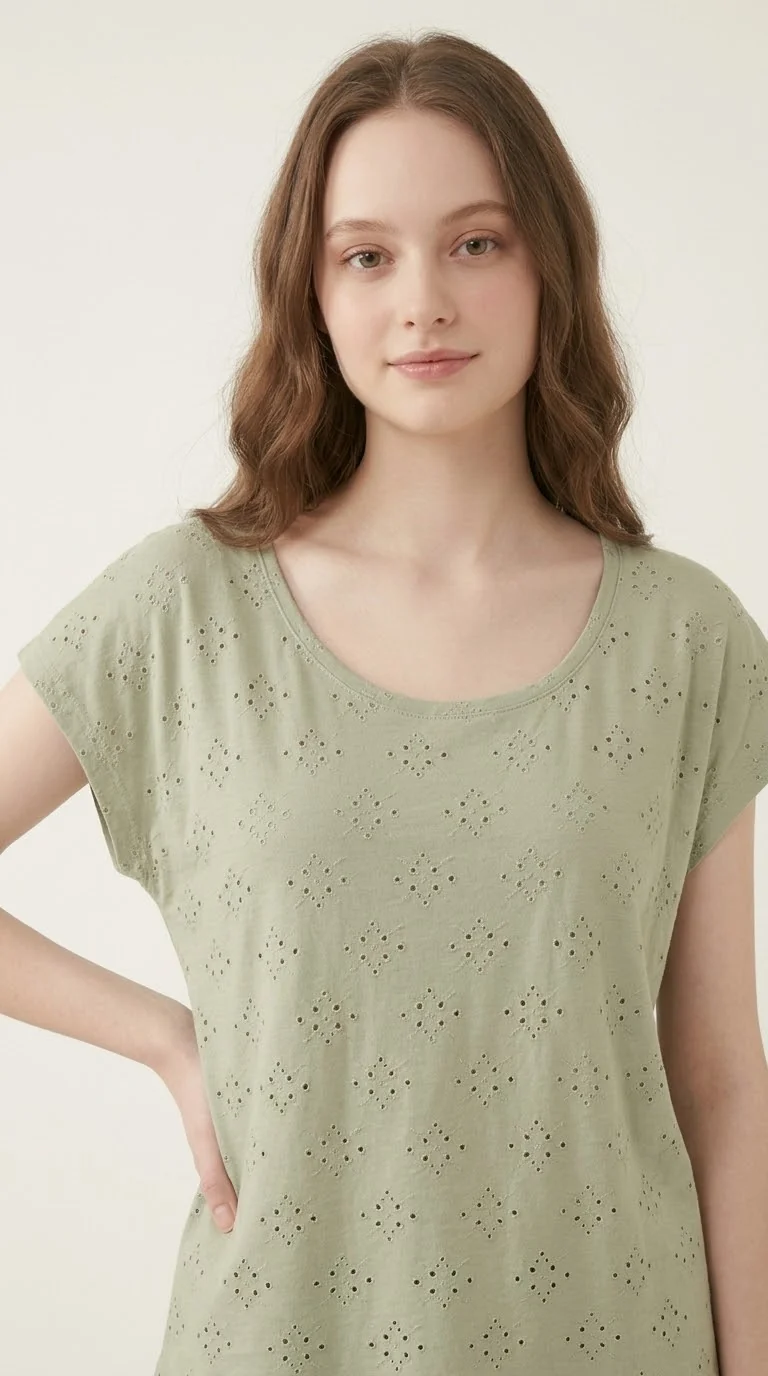 T-shirt en broderie anglaise