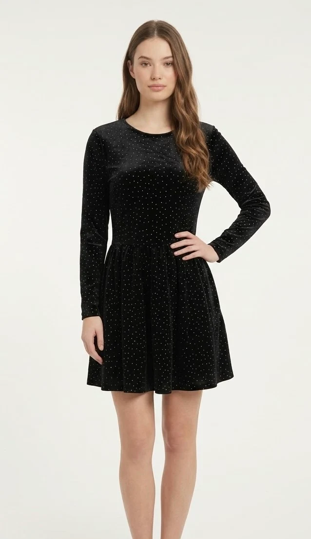 Robe Courte Velours Noir Pailleté "Easy Clothes"