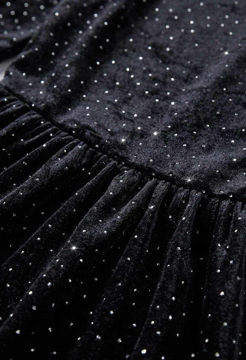 Robe Courte Velours Noir Pailleté "Easy Clothes"