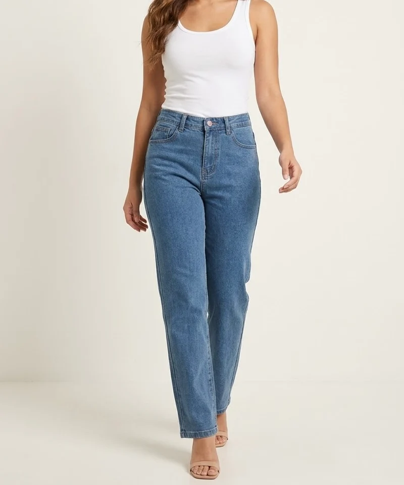 Jean Droit Bleu Denim Confort Stretch