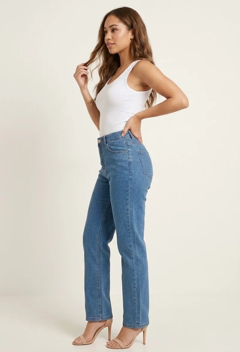 Jean Droit Bleu Denim Confort Stretch