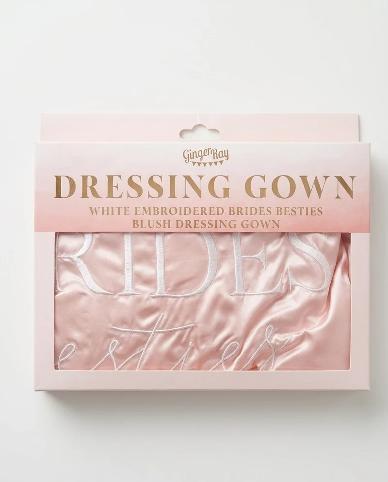 Peignoir de Mariage "Brides Besties" – Rose Blush Soyeux