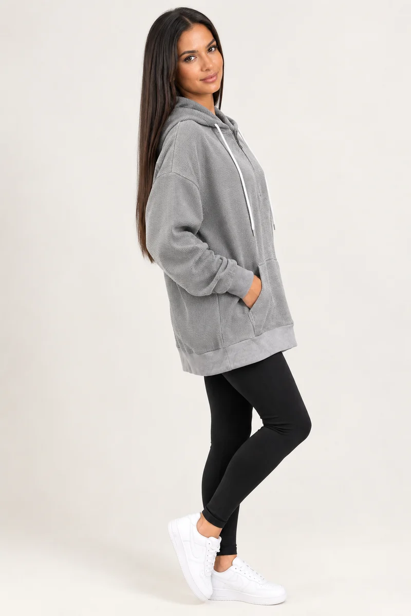 Sweat à Capuche Oversize Gris Anthracite