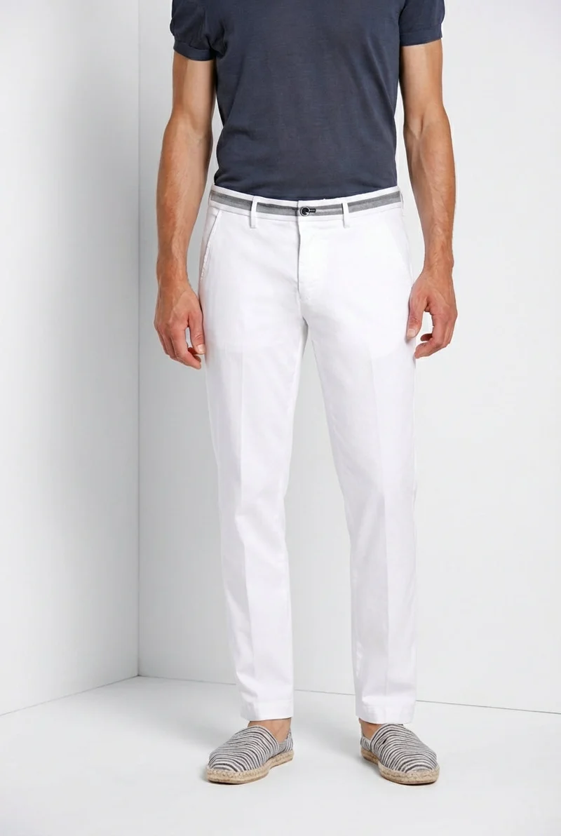 Torino Elegance pantalon chino homme en tricotine fine de coton et lyocell slim fit