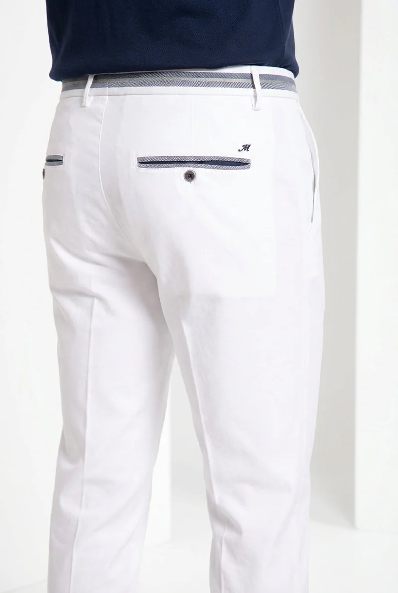 Torino Elegance pantalon chino homme en tricotine fine de coton et lyocell slim fit