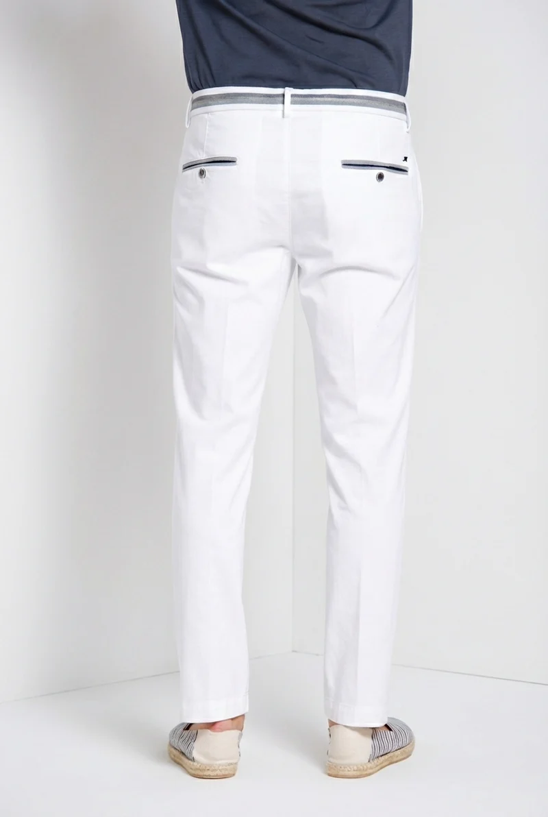Torino Elegance pantalon chino homme en tricotine fine de coton et lyocell slim fit