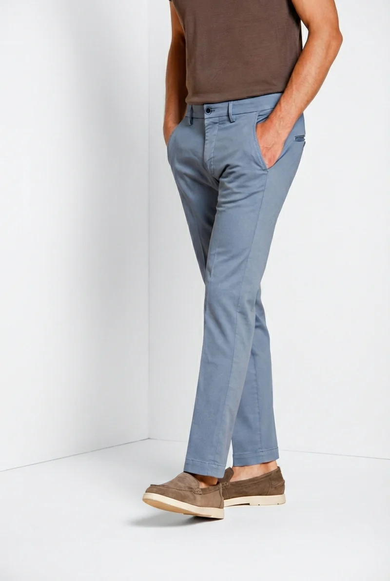 Torino Flex pantalon chino homme en gabardine stretch slim fit ①