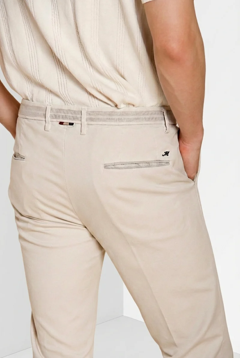 Torino City pantalon chino homme en tricot fin de coton et lyocell slim fit