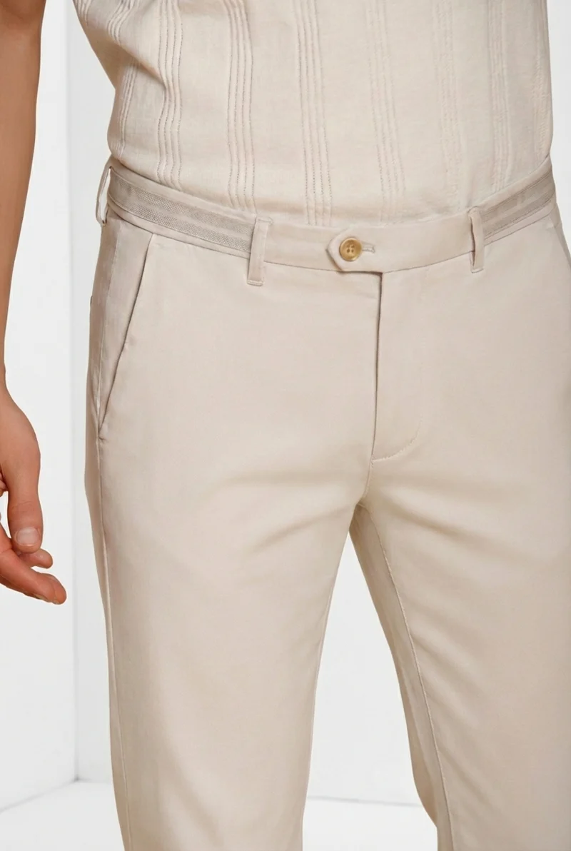 Torino City pantalon chino homme en tricot fin de coton et lyocell slim fit