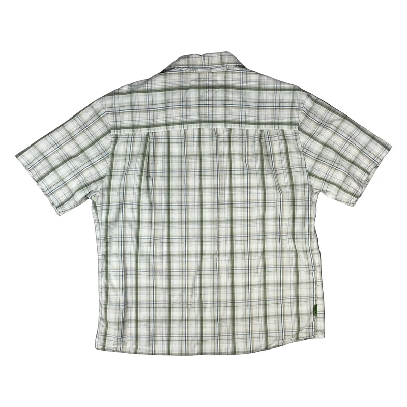 Berghaus White Green Blue Brown Checked Plaid Casual Short Sleeve Shirt Large