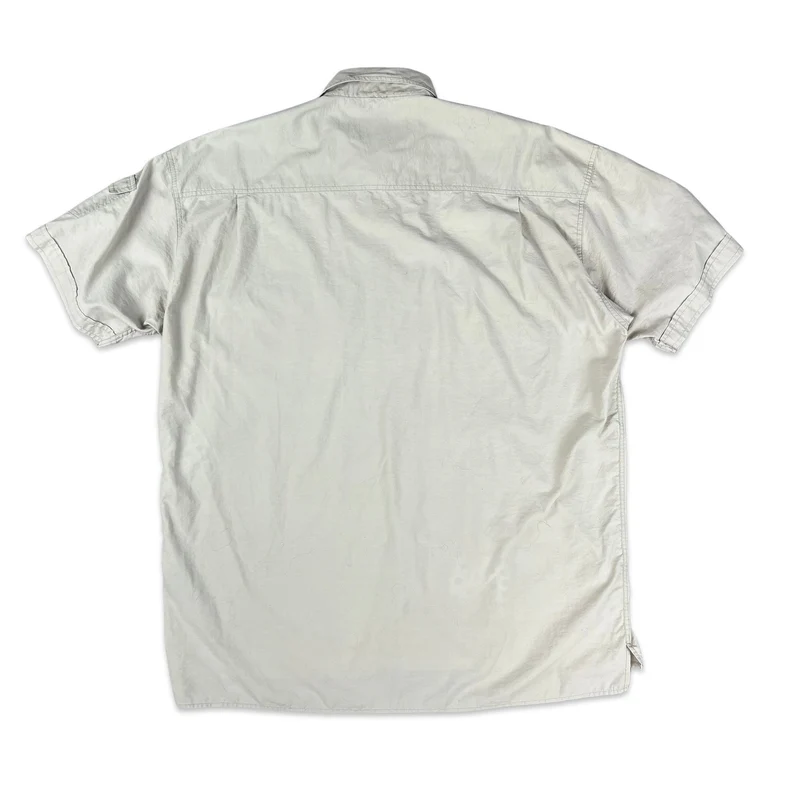 Y2K Fjallraven Cream Button Up Short Sleeve Casual Workwear Shirt Large