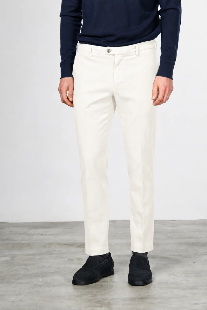 New York pantalon chino homme en twill de coton et cachemire regular fit