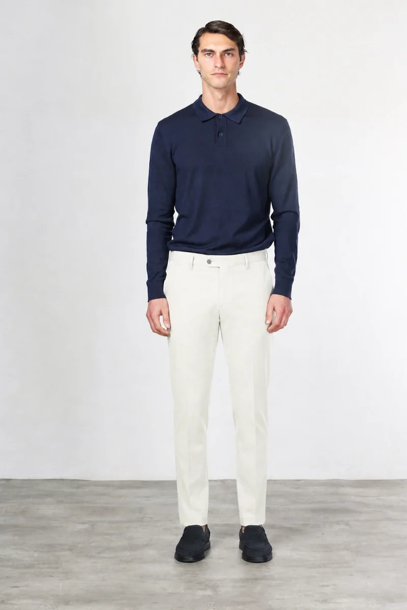 New York pantalon chino homme en twill de coton et cachemire regular fit