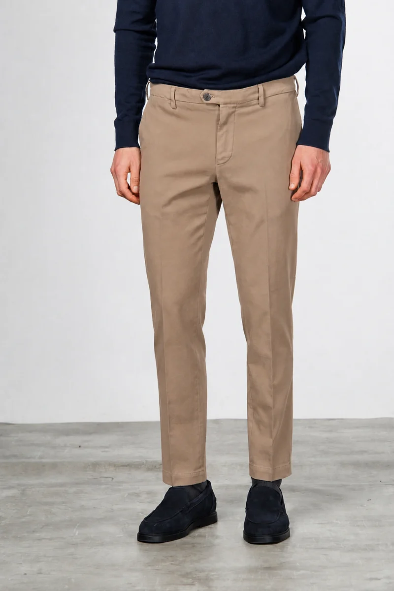 New York pantalon chino homme en twill de coton et cachemire regular fit