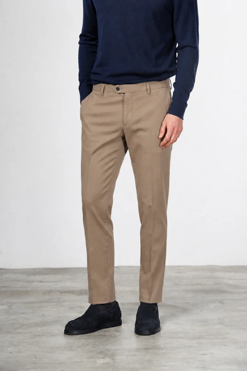 New York pantalon chino homme en twill de coton et cachemire regular fit
