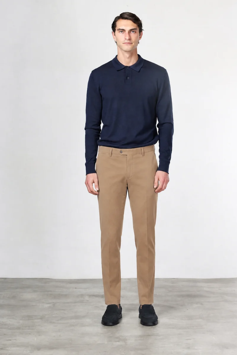New York pantalon chino homme en twill de coton et cachemire regular fit