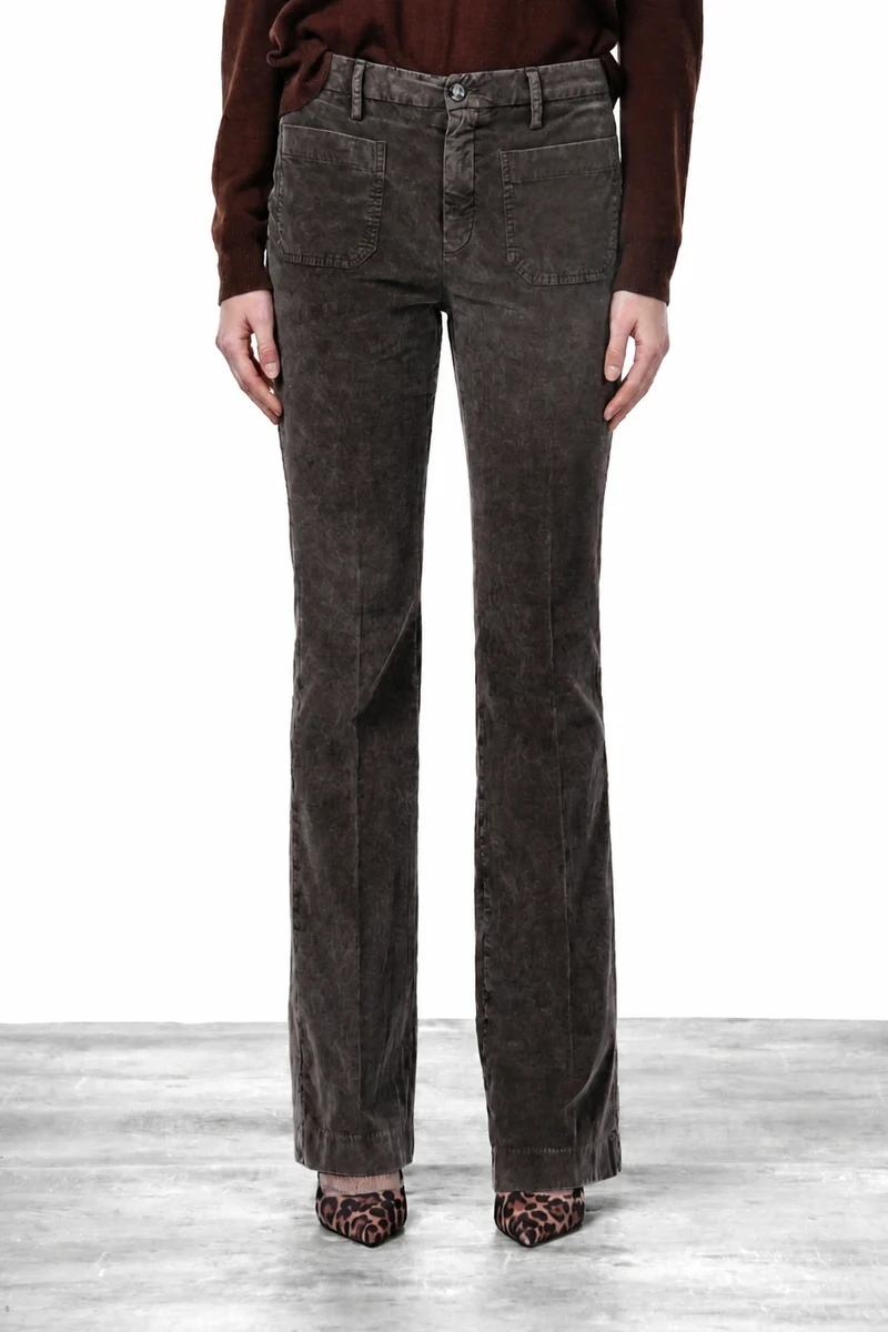 New York Flare pantalon chino femme en velours 1000 raies slim fit