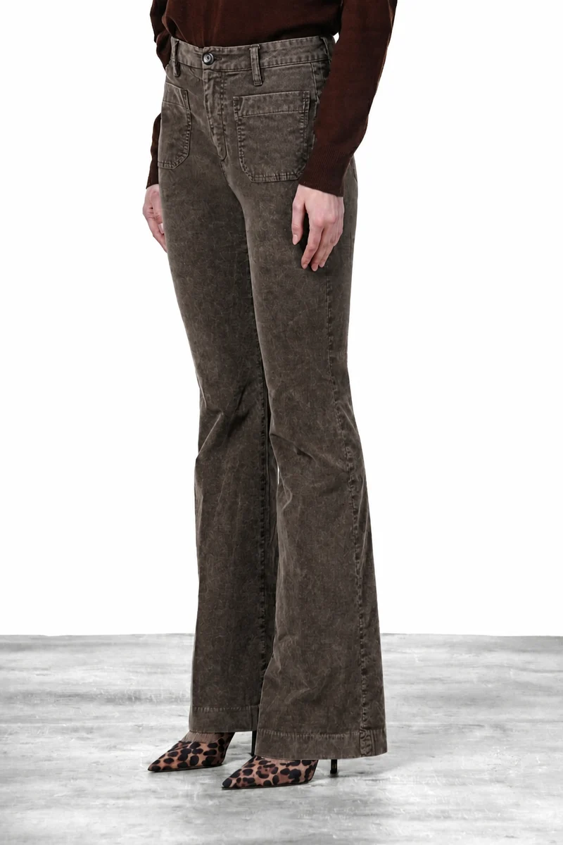 New York Flare pantalon chino femme en velours 1000 raies slim fit