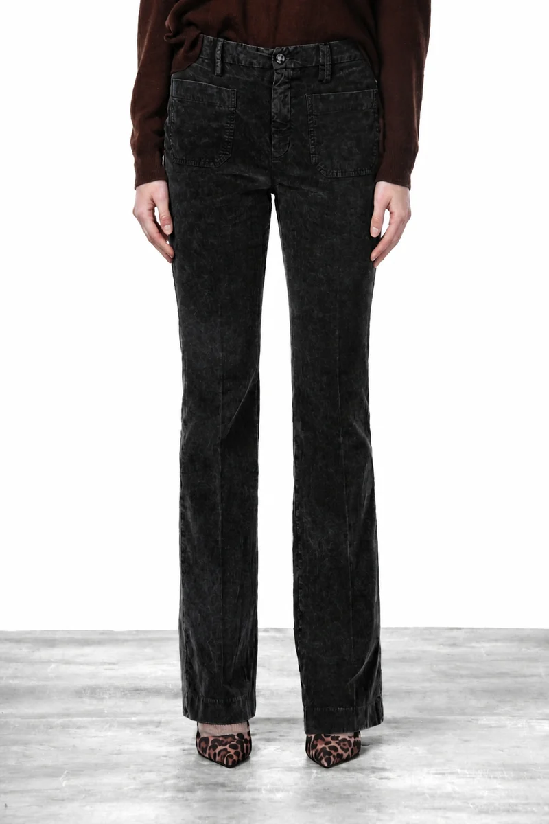 New York Flare pantalon chino femme en velours 1000 raies slim fit