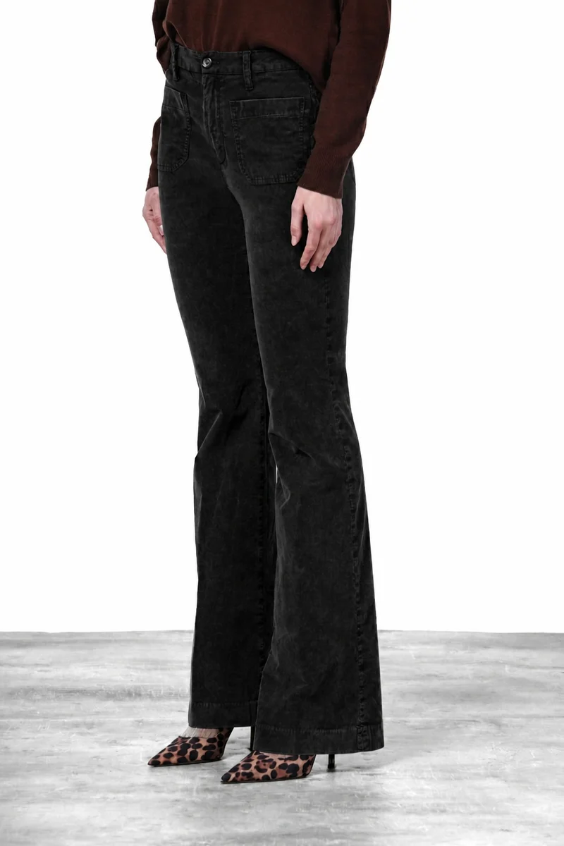 New York Flare pantalon chino femme en velours 1000 raies slim fit