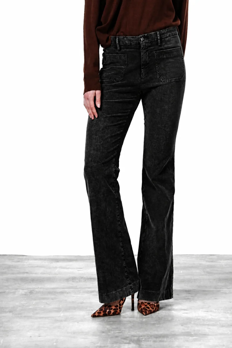 New York Flare pantalon chino femme en velours 1000 raies slim fit