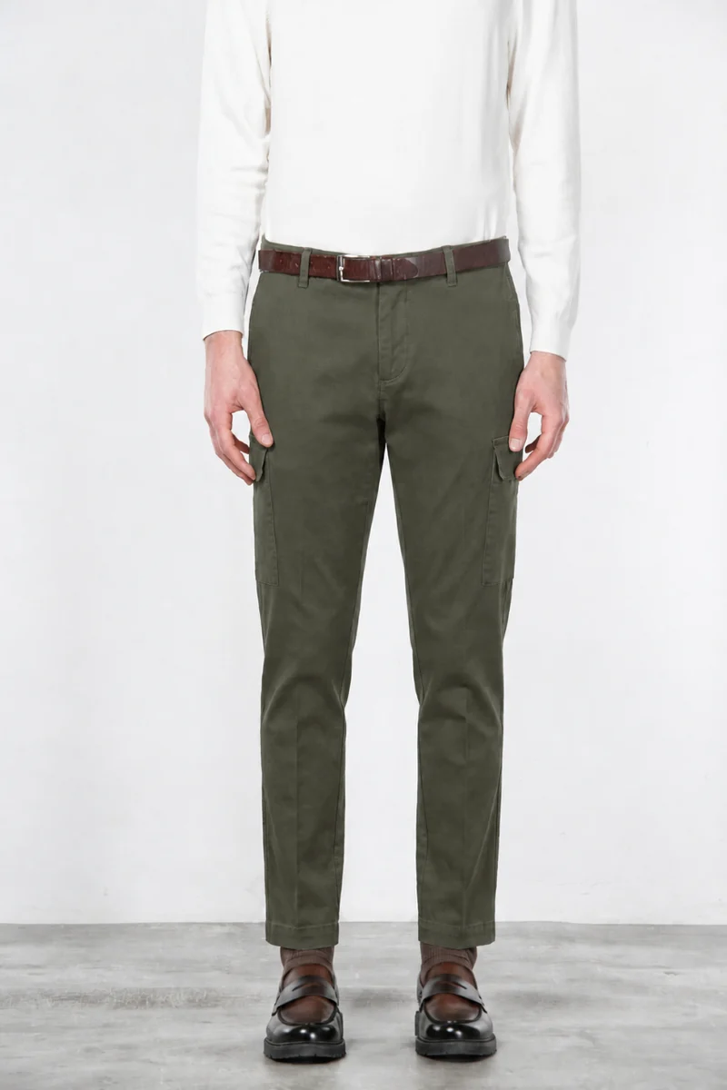Pantalon cargo Chile homme en coton stretch à trame diagonale regular fit