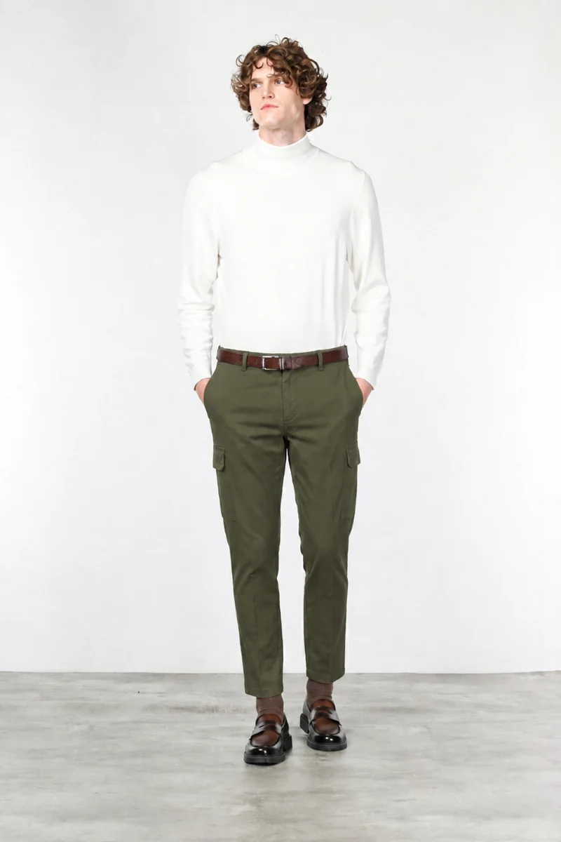 Pantalon cargo Chile homme en coton stretch à trame diagonale regular fit
