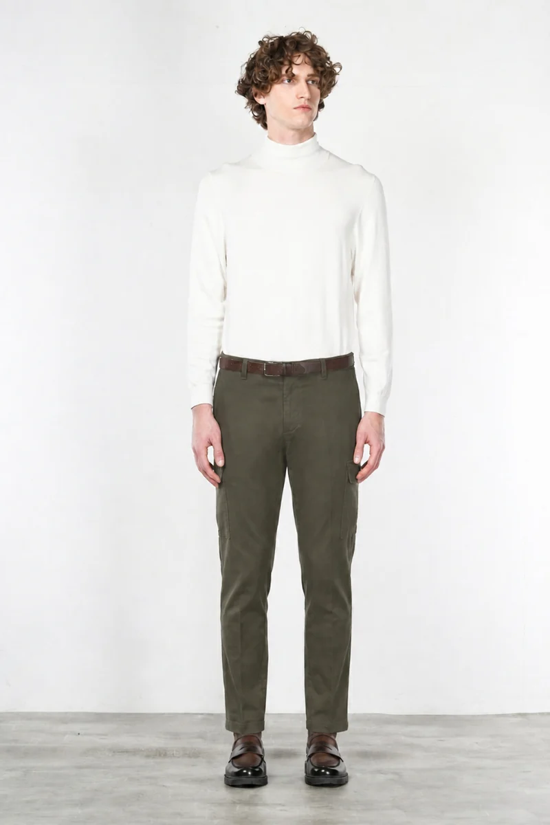 Pantalon cargo Chile homme en coton stretch à trame diagonale regular fit