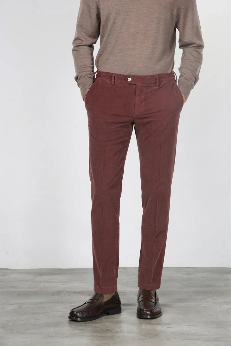 New York pantalon chino homme en velours 2000 raies stretch regular fit