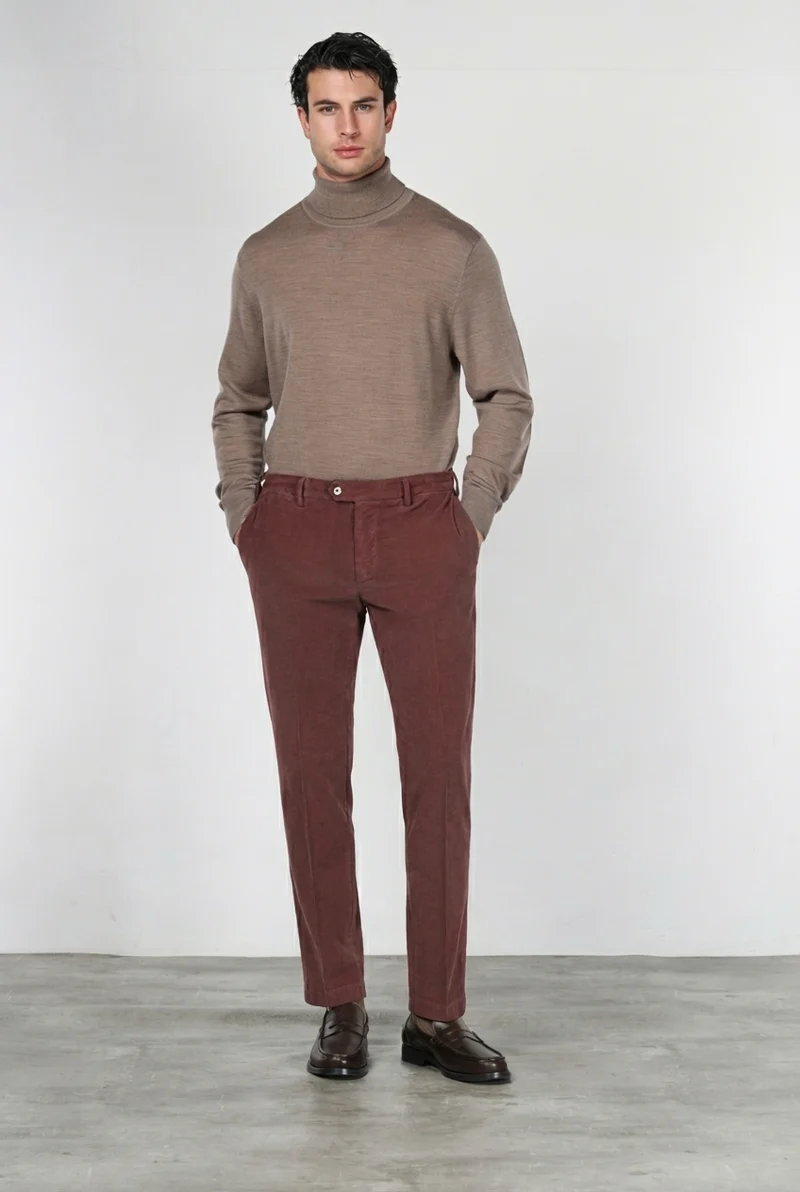 New York pantalon chino homme en velours 2000 raies stretch regular fit