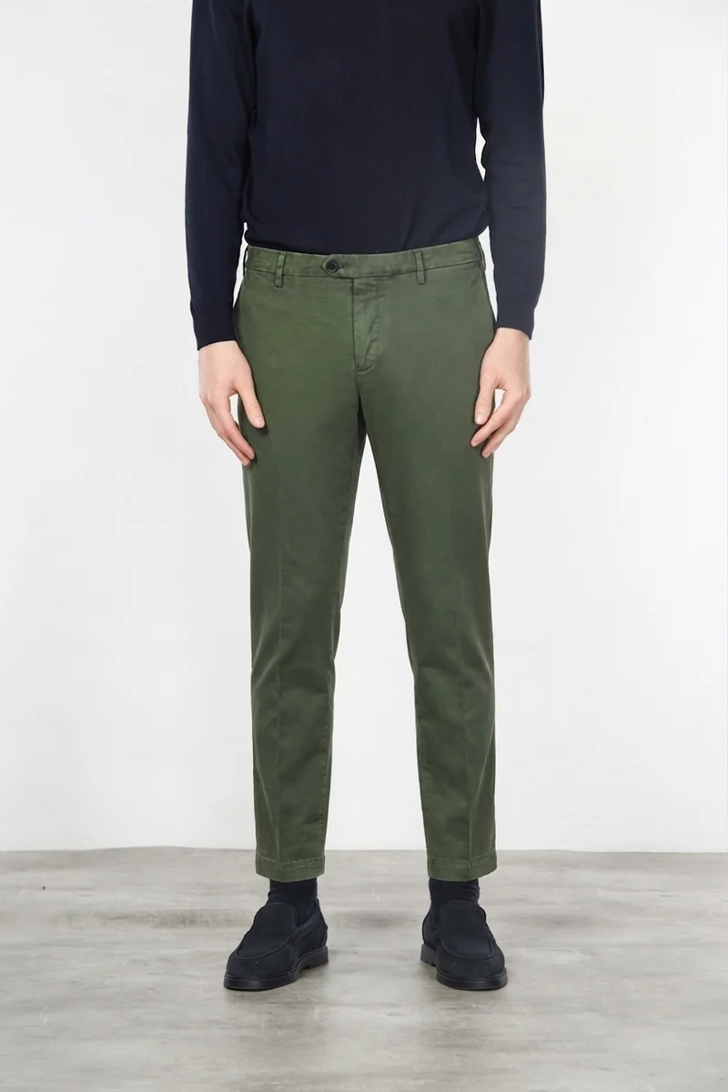 New York pantalon chino homme en gabardine de coton et laine regular fit