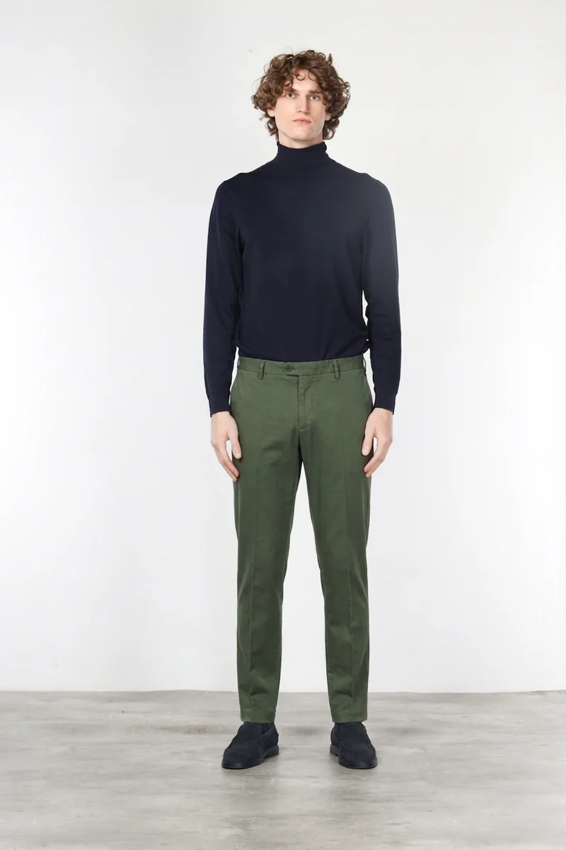New York pantalon chino homme en gabardine de coton et laine regular fit
