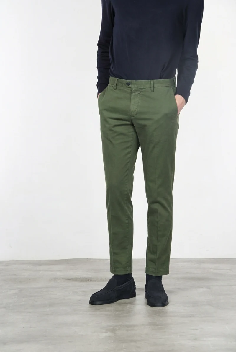 New York pantalon chino homme en gabardine de coton et laine regular fit
